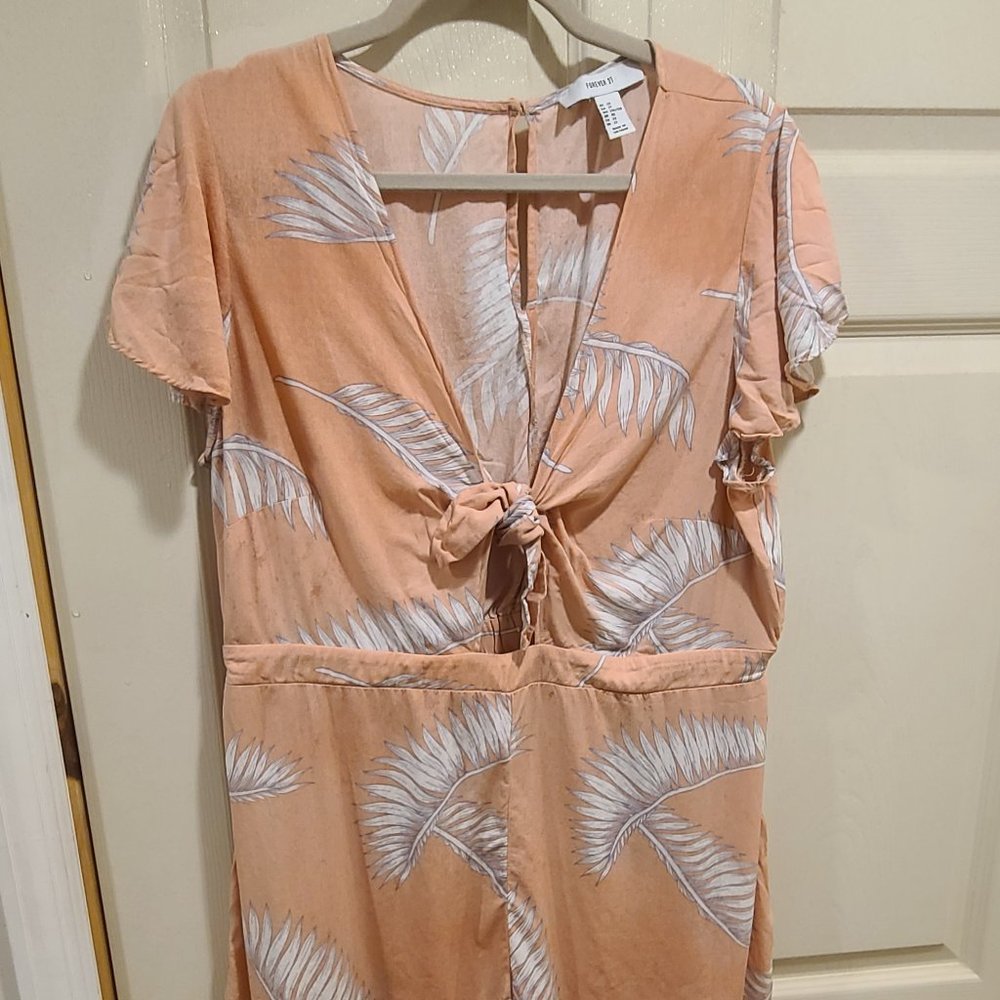Forever 21+ Peach Palm Romper